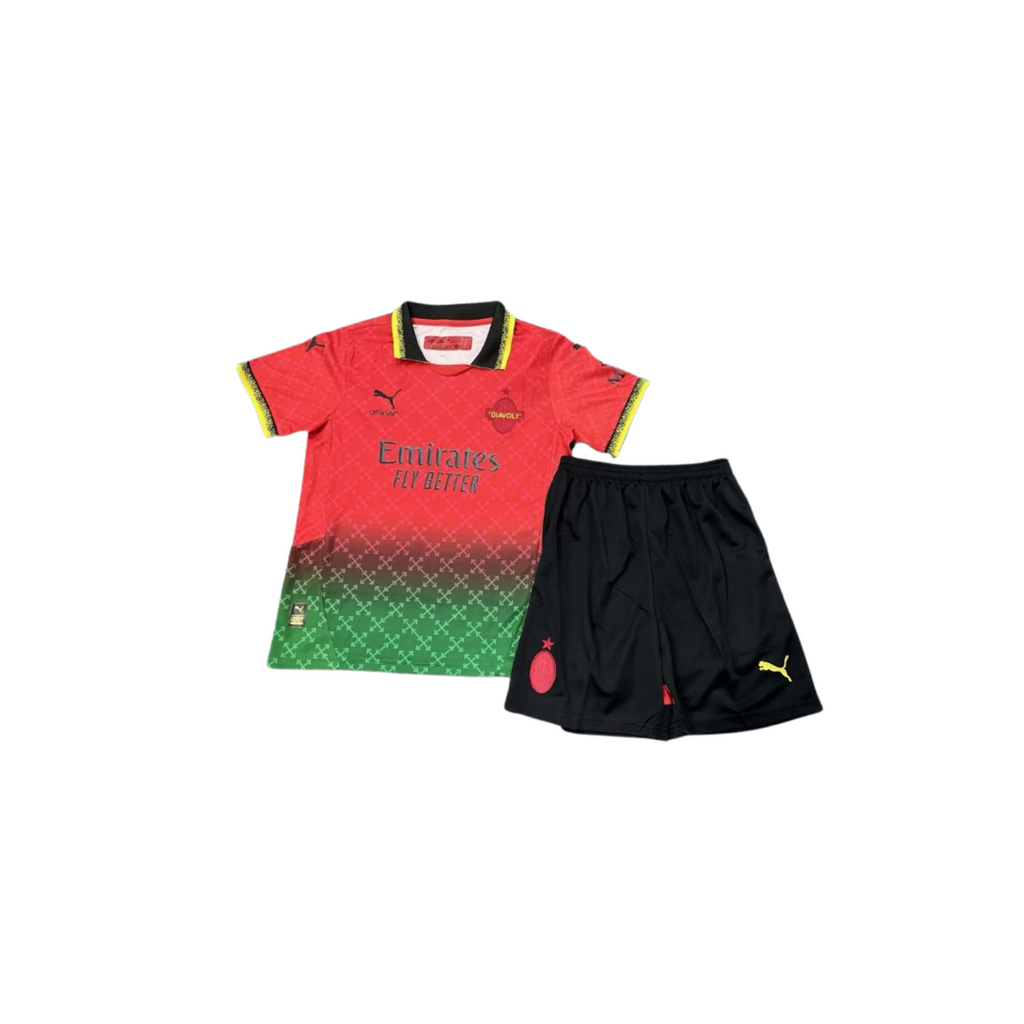 Completino Bambino Quarta Maglia Rossa Milan 2024/25